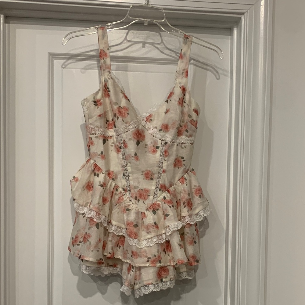 The Vintage Shop Cottage Core  Floral Sleeveless Romper ruffed small
